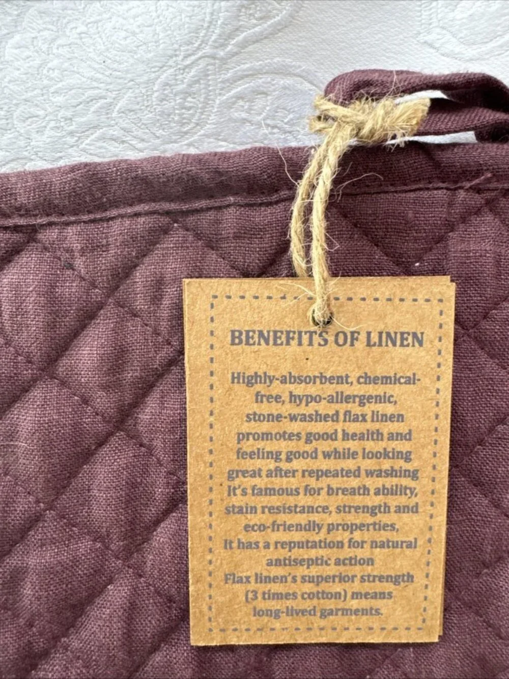 Vikolino Linen Wine Plum Quilted Oven Glove Machine Washable 12.5